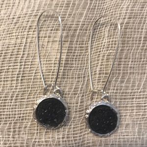 Silver & black druzy earrings